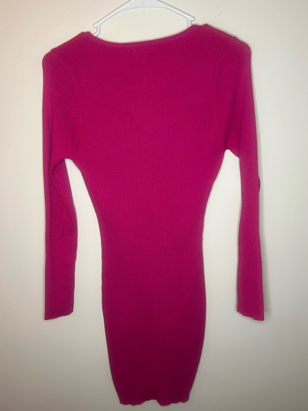 Fuchsia Lace-Up Ribbed Mini Dress - Picture 3 of 5